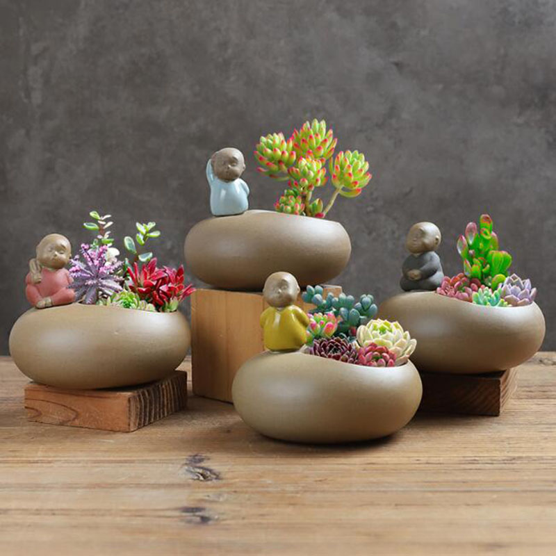 Bonsai Garden Europe - Chinese Style Retro Ceramic Monk Flowerpot