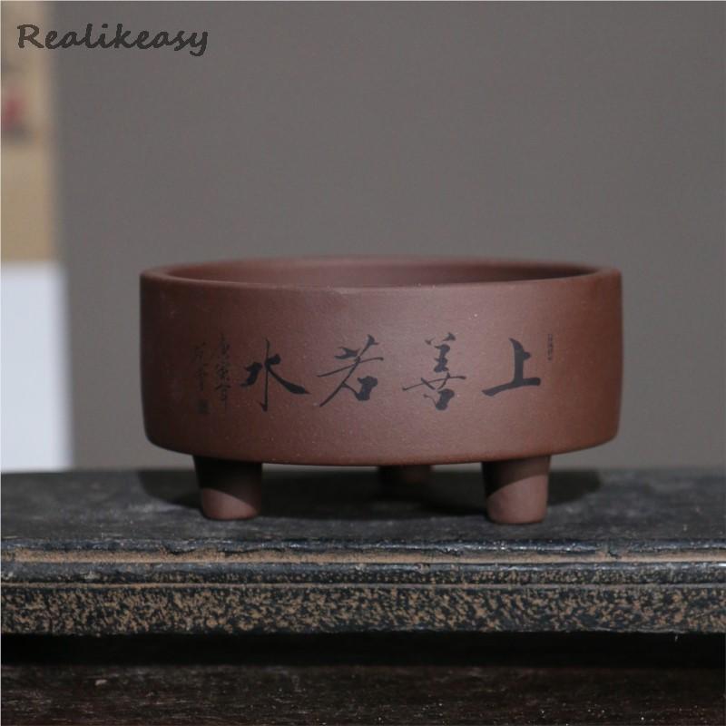 Yixing Purple Clay Pot Desktop - Bonsai Tree Zen Garden ulasan dan harga