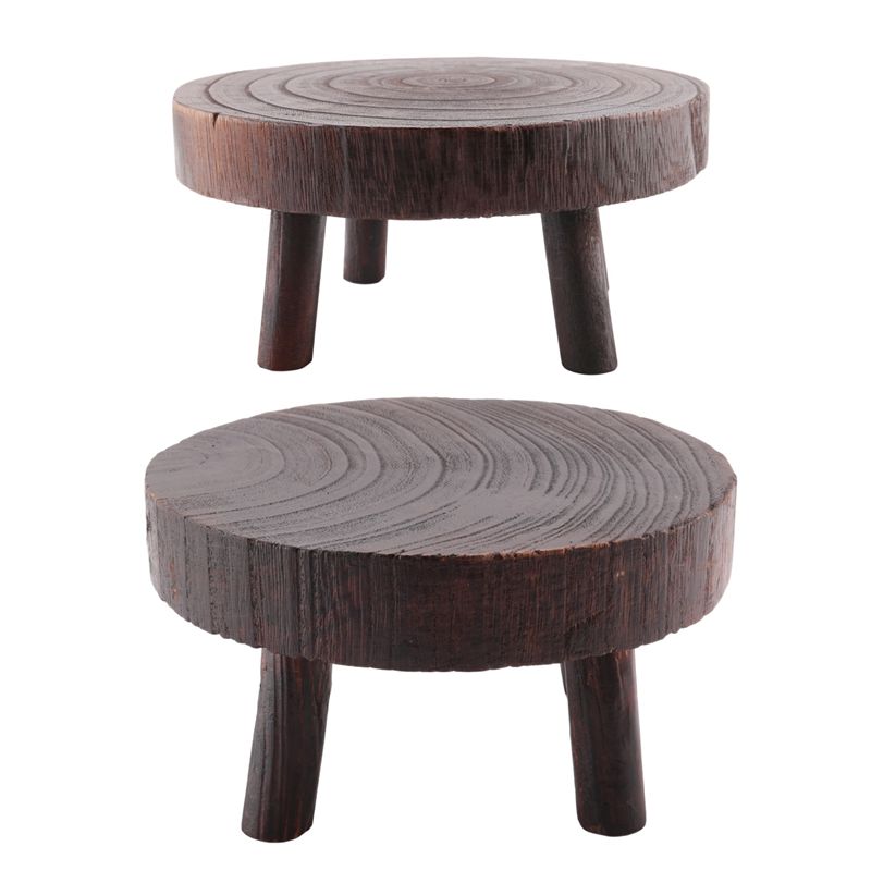 ABHU 2Pcs Mini Wooden Stool Fl - Bonsai Garden Display ulasan dan harga