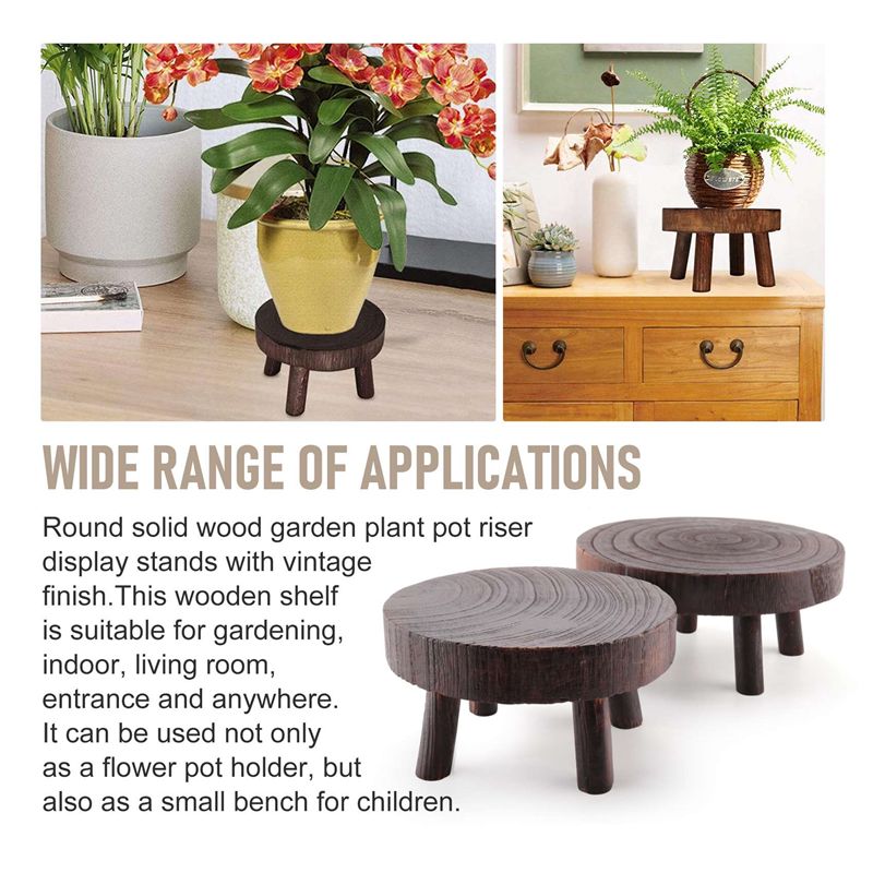 ABHU 2Pcs Mini Wooden Stool Fl - Bonsai Garden Display ulasan dan harga