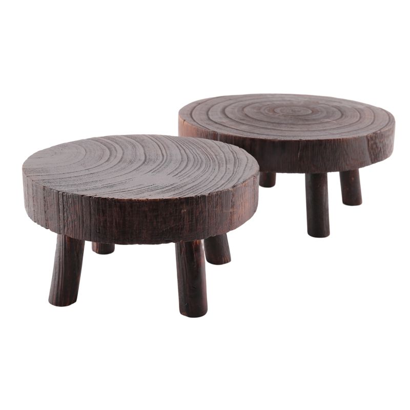 ABHU 2Pcs Mini Wooden Stool Fl - Bonsai Garden Display ulasan dan harga