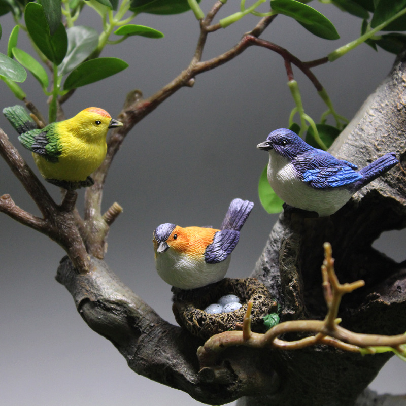 B*4pcs Mini Bird Figure Model  - Bonsai Garden Europe ulasan dan harga
